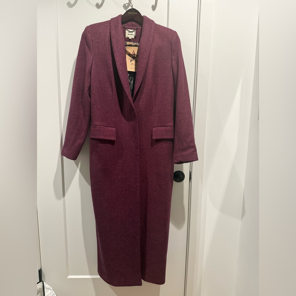 Elegant Burgundy Long Wool Coat Dress